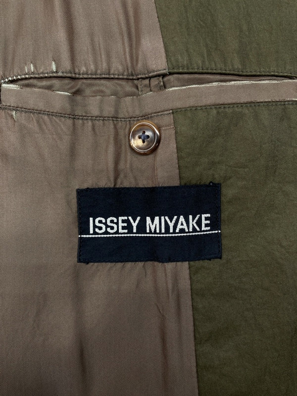 イッセイミヤケ ISSEY MIYAKE 90s NYLON LONG COAT ナイロン ロング コート アーカイブ アウター ジャケット 緑 ME23-FA008 コート 無地 カーキ Mサイズ 104MT-826