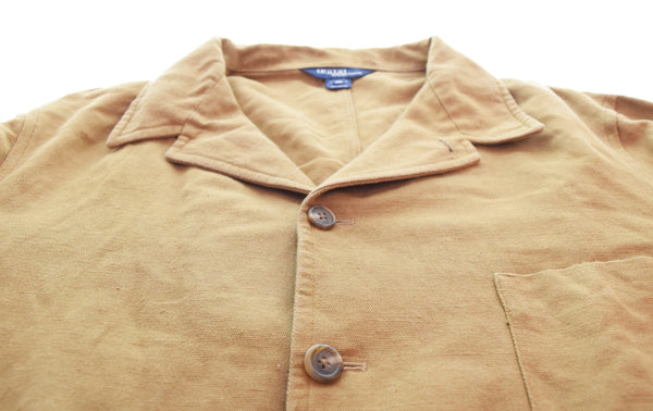 ラルフローレン RalphLauren 90's 三角タグ コットン リネン カバーオール ワークジャケット キャメル 開襟 オープンカラー USA 製 ジャケット ブラウン LLサイズ 103MT-3262