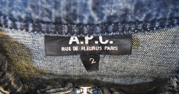 アーペーセー A.P.C. APC 90s' Denim single riders jacket シングルライダースジャケット 青 2 ジャケット ブルー 103MT-2665