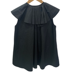 デパリエ DEPAREILLE フリルブラウス 半袖シャツ ブラック 201LT-415