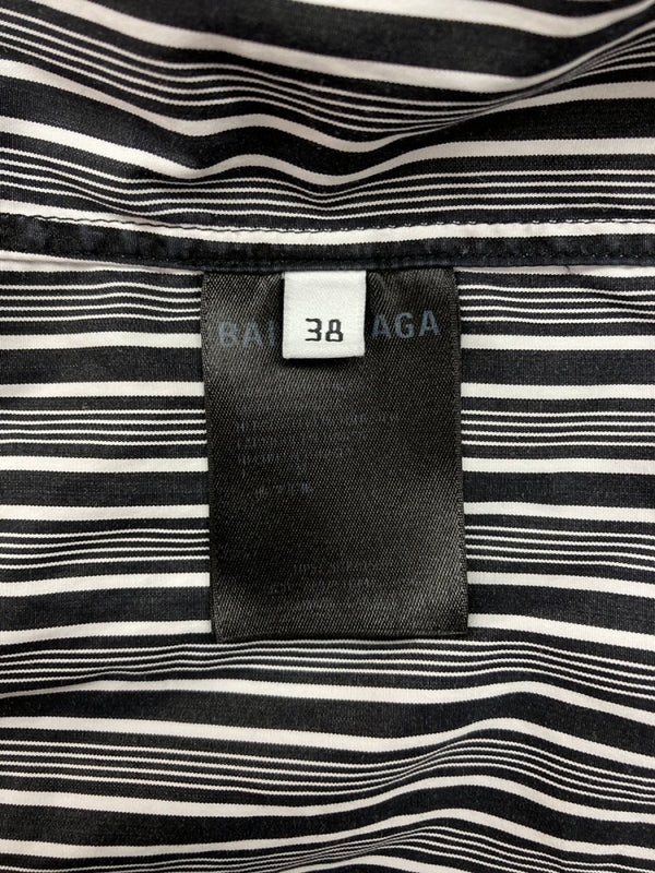 バレンシアガ BALENCIAGA L/S BACK LOGO STRIPESHIRT バック ロゴ ストライプシャツ ボタンダウン 長袖シャツ 白 黒 556878 38 長袖シャツ ロゴ ホワイト 104MT-902