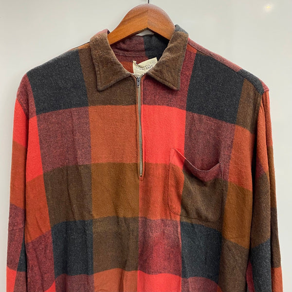 【曜日割引対象外】 ヴィンテージ vintage TOWN CRAFT PENNEY'S 60's 船タグ チェック レーヨンプルオーバー 長袖シャツ レッド Lサイズ 201MT-4700 VB