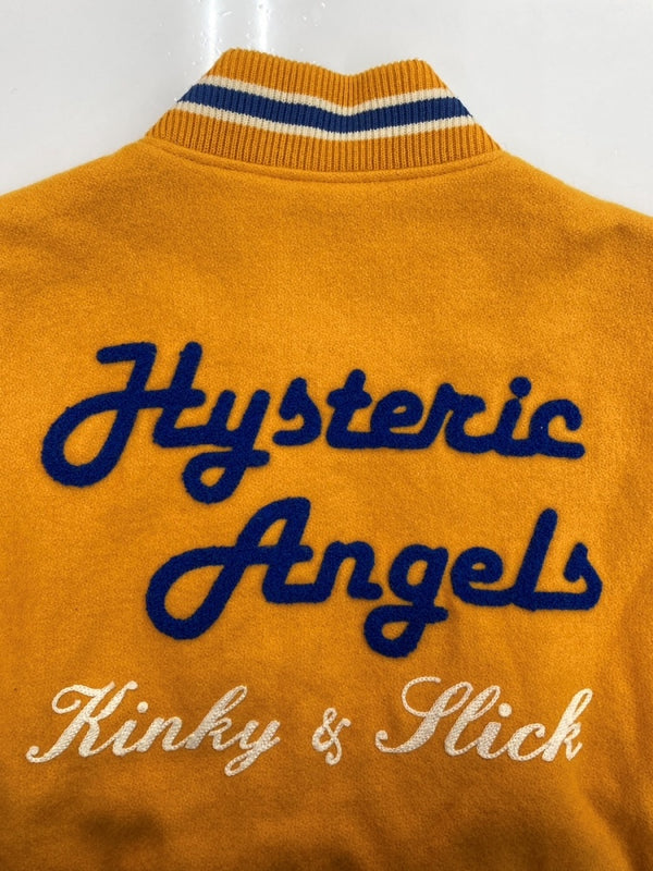 ヒステリックグラマー HYSTERIC GLAMOUR STADIUM JACKET スタジアム ジャケット スタジャン ワッペン アウター 黄 2AB-2930 ジャケット ロゴ イエロー Fサイズ 104MT-2124