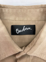 バブアー Barbour D725 MOLESKIN SHIRT モールスキン シャツ スエード ボタン 長袖 薄茶 長袖シャツ ロゴ ベージュ Lサイズ 104MT-1687