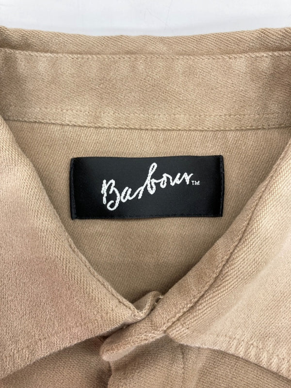 バブアー Barbour D725 MOLESKIN SHIRT モールスキン シャツ スエード ボタン 長袖 薄茶 長袖シャツ ロゴ ベージュ Lサイズ 104MT-1687
