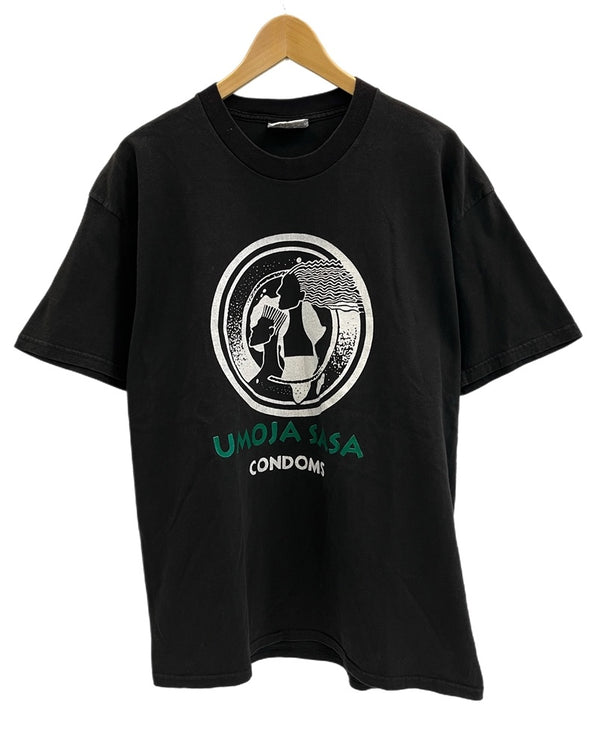 ヴィンテージ vintage UMOJA SASA CONDOMS LEE US古着 黒 プリントTシャツ XL Tシャツ ブラック LLサイズ 101MT-4676