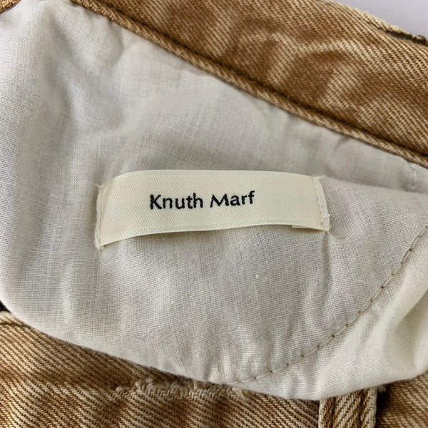 クヌースマーフ Knuth Marf bell bottom denim pants フレアパンツ スタッツ デニム ブラウン SSサイズ 201LB-111