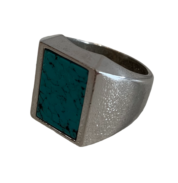 【中古】ハイドアンドシーク HIDE AND SEEK Turquoise Ring ターコイズリング  スクエア 16号 メンズジュエリー・アクセサリー 指輪・リング シルバー 201goods-354