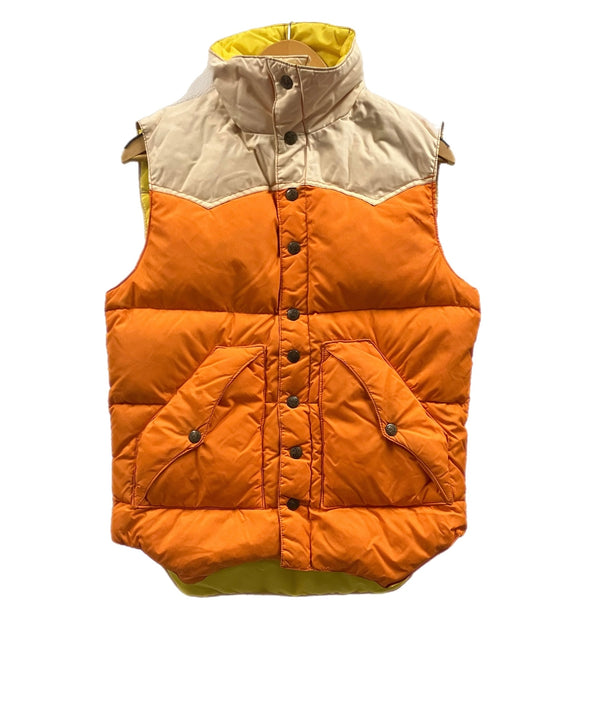 パウダーホーン マウンテニアリング POWDERHORN MOUNTAINEERING  70's~80’s 70~80年代 ハイネック ダウンベスト ウエスタンヨーク 2トーン 切替デザイン VINTAGE ヴィンテージ ベスト オレンジ Sサイズ 101MT-4623