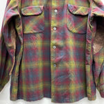 【曜日割引対象外】 ペンドルトン Pendleton 60's オンブレ チェック ボードシャツ エルボーパッチ ウール 長袖シャツ ワインレッド XLサイズ 201MT-4722 VB