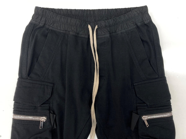 リックオウエンス Rick Owens 21SS MASTODON CARGO PANTS マストドン カーゴ パンツ スウェット ボタン ズボン 黒 無地 RU21S6396-BA カーゴパンツ ブラック US 38 104MB-384