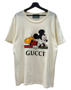グッチ GUCCI × Disney ディズニー PRINT LOGO S/S T-Shirt プリント ロゴ 半袖 Tシャツ ミッキー アイボリー 白 Tシャツ キャラクター ホワイト Lサイズ 104MT-2336