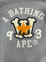 ア ベイシング エイプ A BATHING APE ロゴ刺繍 ワッペン スナップジャケット スウェット ジャケット グレー Mサイズ 101MT-3586