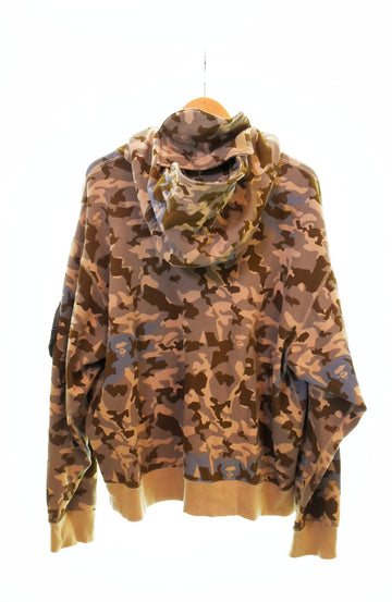 アベイシングエイプ A BATHING APE SAND CAMO MILITARY RELAXED FIT FULL ZIP MASK HOODIE パーカー 茶 001ZPI301011M パーカ ブラウン LLサイズ 103MT-1373