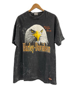 ハーレーダビッドソン Harley-Davidson 90s USA製 EAGLE GRAPHIC 鷲 EAGLE 両面プリント 半袖カットソー 袖シングル 墨黒 XXL Tシャツ ブラック 3Lサイズ 101MT-4927