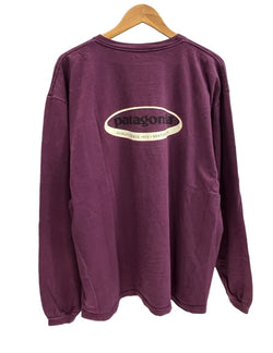 パタゴニア PATAGONIA 90s Vintage ヴィンテージ USA製 Benetical T's Long Sleeve オーバルロゴ 長袖カットソー プリント 紫 XL ロンT パープル LLサイズ 101MT-4695