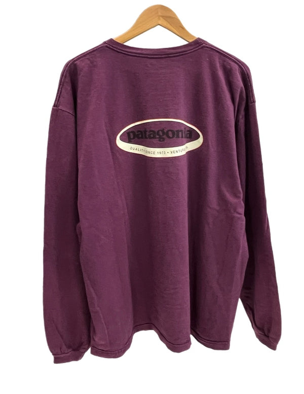 パタゴニア PATAGONIA 90s Vintage ヴィンテージ USA製 Benetical T's Long Sleeve オーバルロゴ 長袖カットソー プリント 紫 XL ロンT パープル LLサイズ 101MT-4695