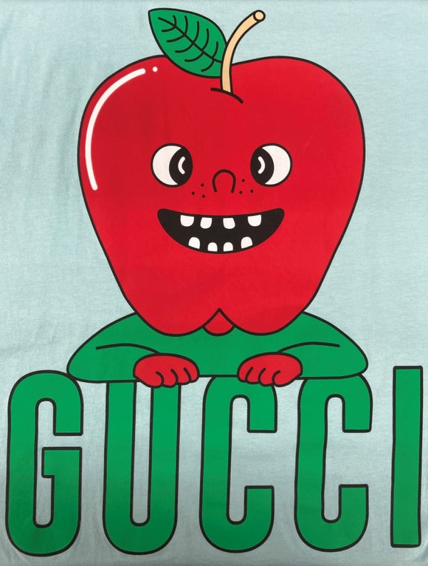 グッチ GUCCI Apple Print S/S T-Shirt アップル 半袖 Tシャツ リンゴ ジャージT 半袖 青 Tシャツ ロゴ ブルー Sサイズ 104MT-2338