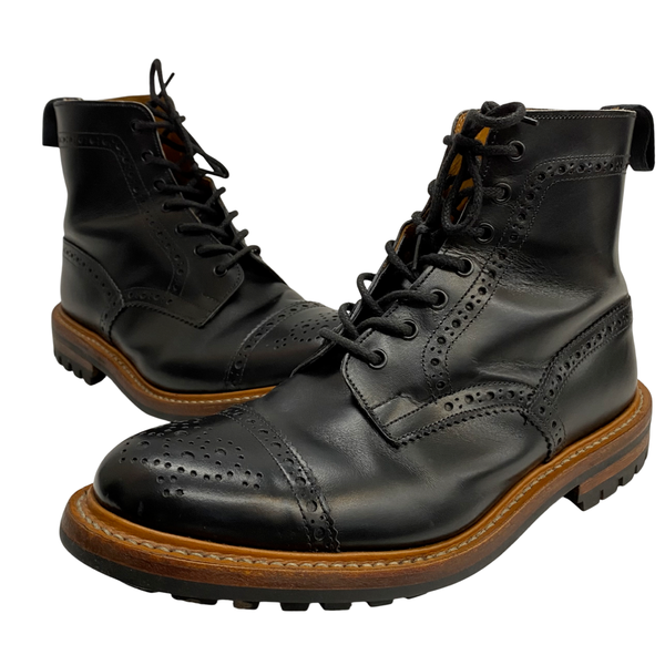 【曜日割引対象外】 トリッカーズ Trickers COUNTRY COLLECTION EATON SEMI BROGUES M7046 メンズ靴 ブーツ カントリー ブラック 9 1/2サイズ 201-shoes1214 VB
