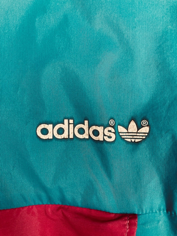 アディダス adidas ヴィンテージ Vintage 万国旗タグ ナイロンジャケット ライトアウター ブルー系 グリーン系 青緑 エメラルドグリーン ジャケット マルチカラー 101MT-3566