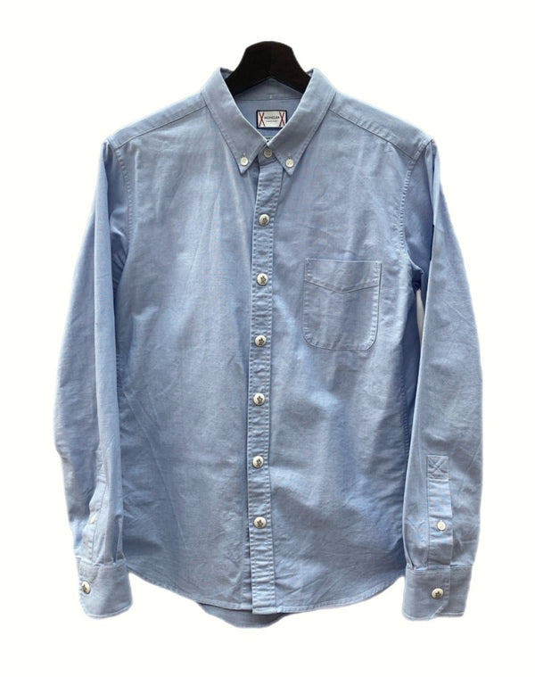 モンクレール MONCLER GAMME BLEU CAMICIA OXFORD BD SHIRT ボタンダウン シャツ 長袖 胸ポケット 青 D13915200420 26525 サイズ 0 長袖シャツ ロゴ ブルー 104MT-1076