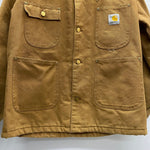 【曜日割引対象外】 カーハート Carhartt 80's ミシガンチョアコート フード付き ダックカバーオール USA製 ジャケット ベージュ 38サイズ 201MT-3737 VB