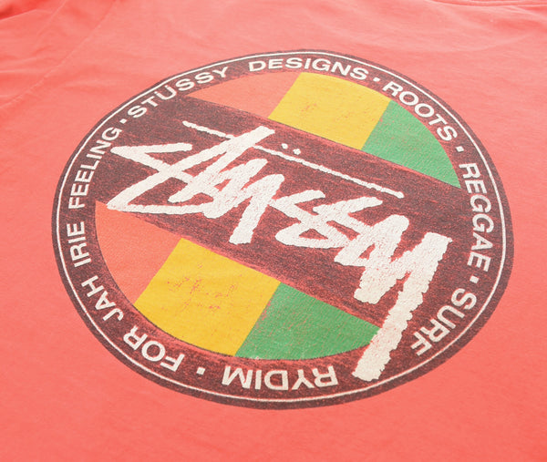 ステューシー STUSSY 初期黒タグ 80s ラスタサークル Made in USA 80's ラスタロゴ USA製 Tシャツ レッド Lサイズ 103MT-3255