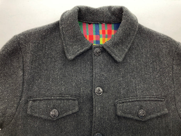 ヴィンテージ VINTAGE ITEM Wool Hunting Jacket ウール ハンティング 動物ボタン HBT ヘリンボーン  サイズ不明 ジャケット 無地 グレー 104MT-457