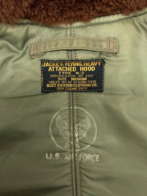 バズリクソンズ BUZZ RICKSON'S Type N-2 FLIGHT JACKET フライト ジャケット ミリタリー AIR FORCE ファー ジップアップ アウター オリーブ 緑 M13523 ジャケット 無地 カーキ Mサイズ 104MT-1763