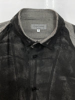 ヨウジヤマモト Yohji Yamamoto POUR HOMME ROLLER PRINT LONG BLOUSE ローラー プリント ロング ブラウス 千鳥柄 長袖 灰 HG-B26-043 サイズ 3 コート 総柄 グレー 104MT-1575