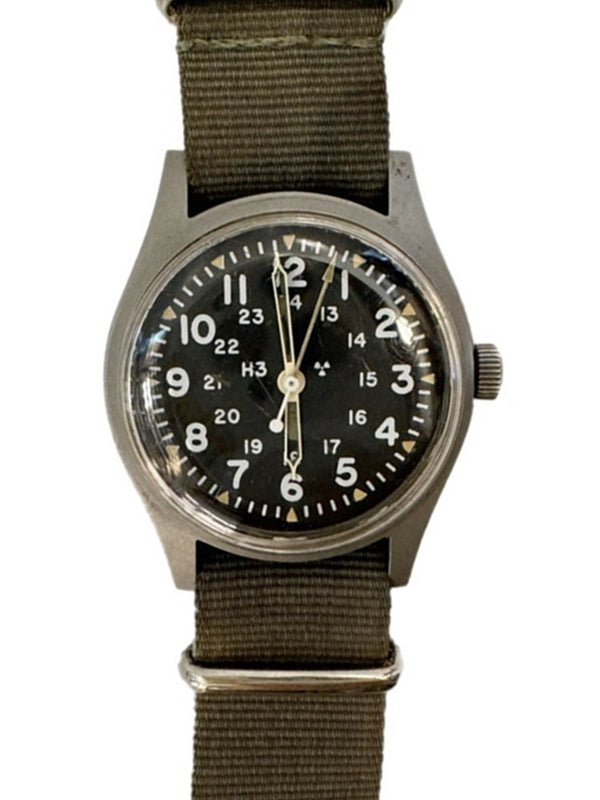 【ジャンク品】ハミルトン HAMILTON Vintage ヴィンテージ 80s H3 手巻き ミリタリーウォッチ アメリカ軍  MIL-W-46374B 6645-00-952-3767 メンズ腕時計ブラック 101watch-58