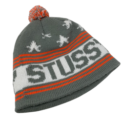 【中古】ステューシー STUSSY ボンボン ニット 帽子 メンズ帽子 ニット帽 グレー 201goods-811