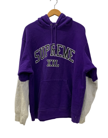 シュプリーム SUPREME 20SS XXL hooded sweatshirt レイヤード パーカ パープル Lサイズ 201MT-3033