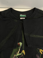 US US古着 RADICAL NATURE ラディカルネイチャー アニマルTシャツ カエルプリント フロッグプリント 蛙プリント 黒 総柄   Tシャツ ブラック Lサイズ 101MT-4834