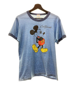 ヴィンテージ VINTAGE ITEM 90's Disney ディズニー ミッキー カリフォルニア Velva Sheen ベルバシーン リンガーT 青 Tシャツ キャラクター ブルー Mサイズ 104MT-408