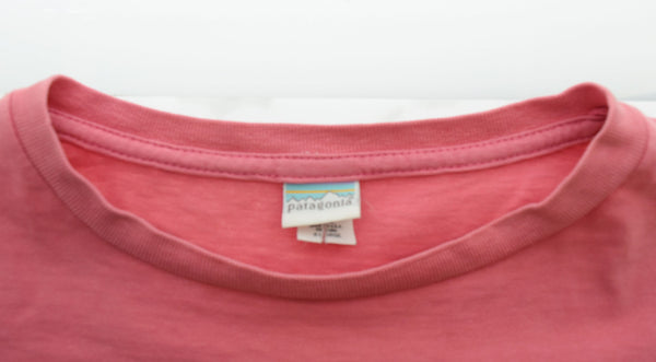 パタゴニア PATAGONIA 90s USA製 鳥 胸ロゴ プリント半袖Tシャツ  Tシャツ ピンク LLサイズ 103MT-1896