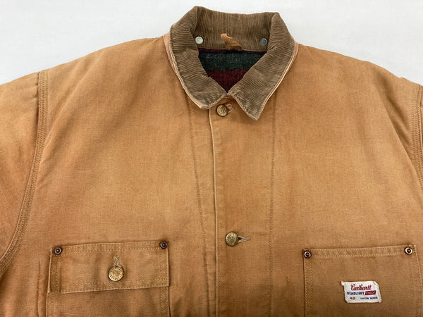 カーハート Carhartt 60's Vintage HEADLIGHT FINCK トリプルネーム ミシガンチョアコート カバーオール ヴィンテージ ダック ワーク ブランケット 茶色 サイズ 42 ジャケット 無地 ブラウン 104MT-972