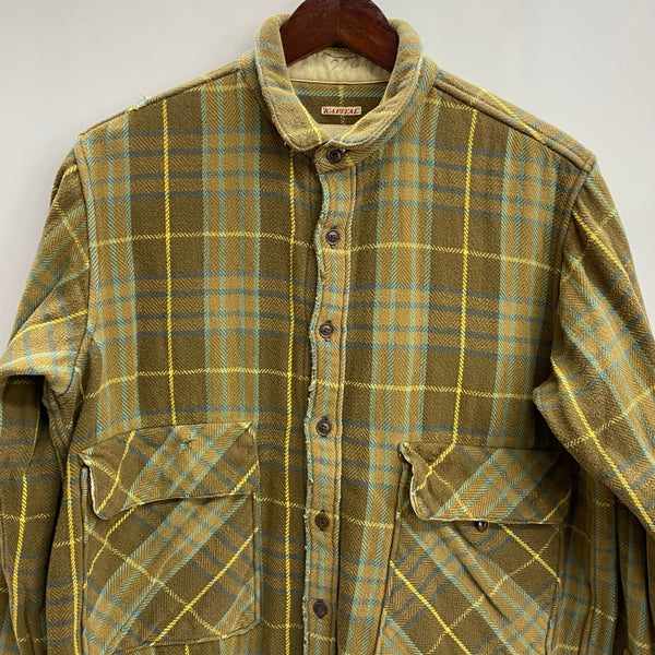 【曜日割引対象外】 キャピタル KAPITAL チェック ネルシャツ リメイク 長袖シャツ 黄色 2サイズ 201MT-3882 VB