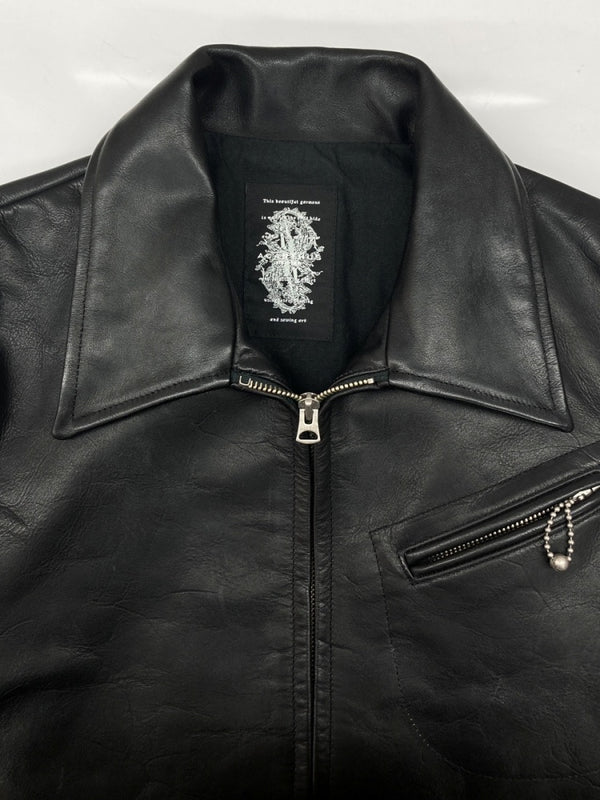 アカンサス ACANTHUS LEATHER JACKET レザー ジャケット シングル ライダース バイカー レーサー アウトドア アウター 黒 ジャケット 無地 ブラック Mサイズ 104MT-1698