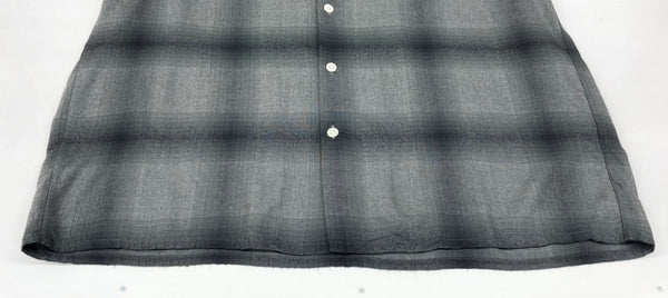 ワコマリア WACKO MARIA OMBRE CHECK OPEN COLLAR SHIRT オンブレ チェック オープンカラー 長袖 シャツ 黒 長袖シャツ チェック ブラック Lサイズ 104MT-1744