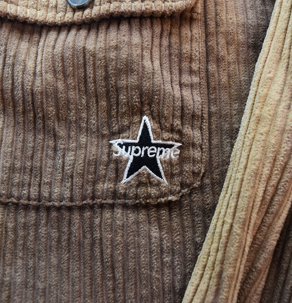 シュプリーム SUPREME 22SS Corduroy Shirt コーデュロイ シャツ 星 刺繍 ロゴ  長袖シャツ ブラウン Mサイズ 103MT-2926