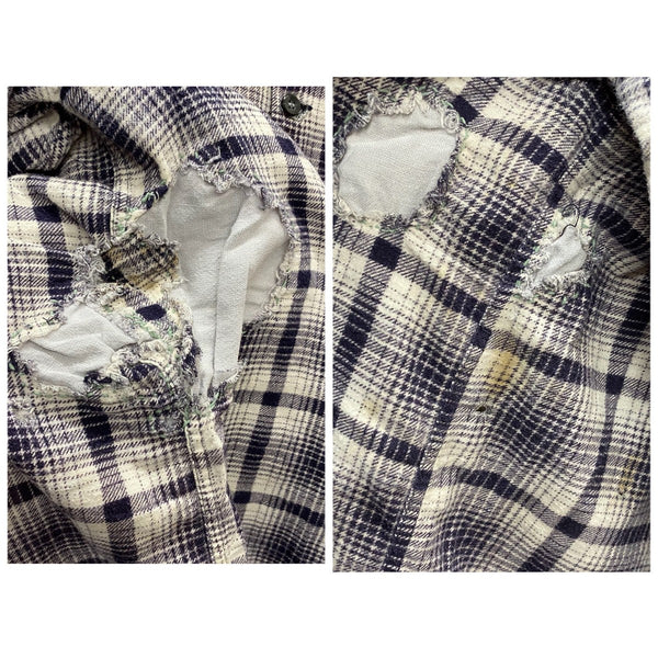 【曜日割引対象外】 ヴィンテージ vintage 60's PILGRIM プリントネルシャツ 長袖シャツ ホワイト 17-17 1/2サイズ 201MT-4720 VB