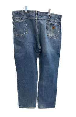 カーハート Carhartt Denim Pants デニムパンツ ジーンズ テーパード 青 USA製 アメリカ製 B160 DST デニム ブルー W44×L34 101MB-666