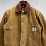 【曜日割引対象外】 カーハート Carhartt 00's ミシガンチョアコート ダック ジャケット ベージュ 34サイズ 201MT-4707 VB