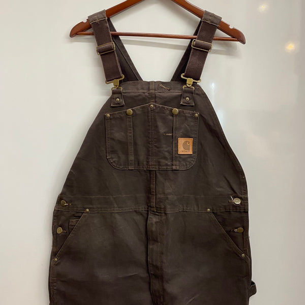 【曜日割引対象外】 カーハート Carhartt 15年製 ダブルニー オーバーオール つなぎ・オーバーオール ブラウン 40×30サイズ 201MB-1192 VB