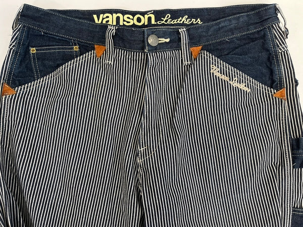 バンソン VANSON Leathers ヒッコリー デニム ペインターパンツ ワークパンツ ジーンズ カーゴパンツ ネイビー 38インチ 101MB-645