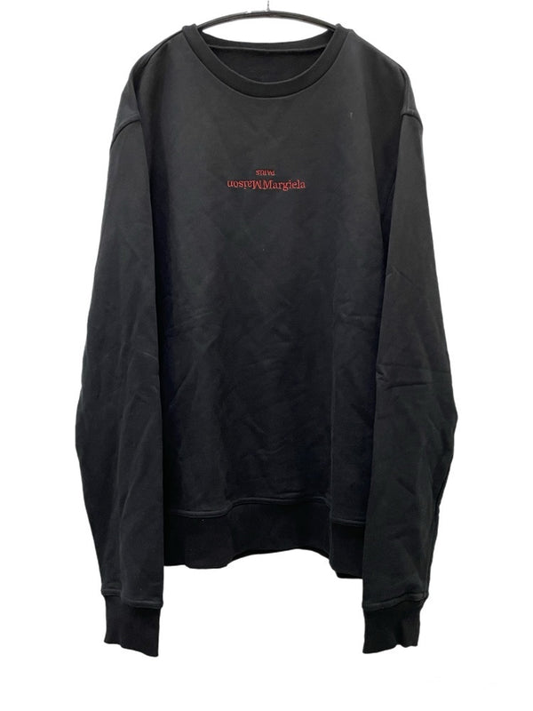 メゾンマルジェラ Maison Margiela  アップサイドダウンロゴ 刺繍 クルーネック スウェット S50GU0166 54 ブラック 601MT-42