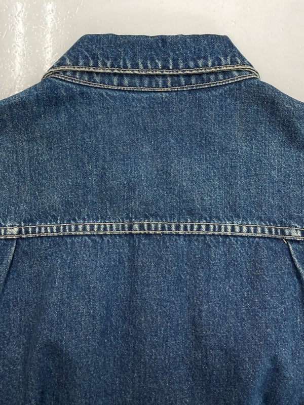 ダブルアールエル RRL 90s 2nd TYPE DENIM JACKET デニム ジャケット Gジャン 裏地チェック USA製 三ツ星タグ Ralph Lauren 青 ジャケット 無地 ブルー Lサイズ 104MT-1441