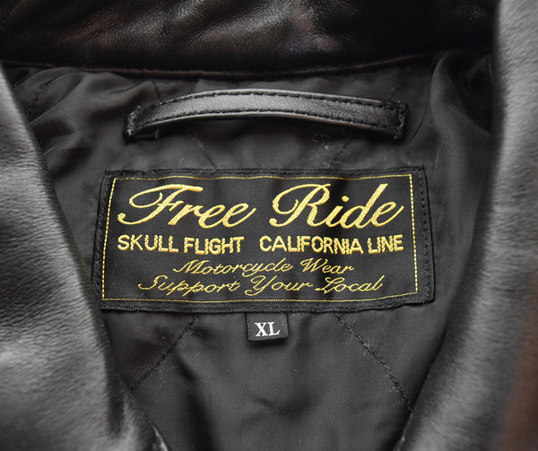 スカル フライト SKULL FLIGHT フリーライド Free RIDE レザー コーチ ジャケット LEATHER COACH JACKET 羊革 XL ジャケット ブラック 103MT-3451