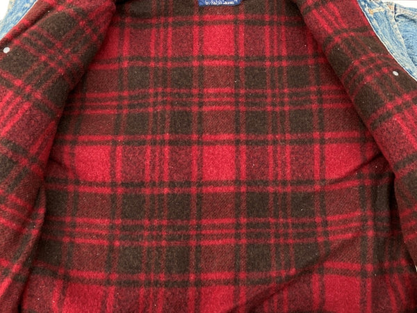 ラルフローレン RalphLauren 80s 90s DENIM JACKET デニム ジャケット 裏地ブランケット ボタン Gジャン アウター インディゴ 青 ジャケット 無地 ブルー Lサイズ 104MT-2067